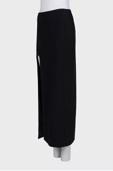 Black bodycon skirt with a slit