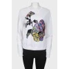 White floral applique sweatshirt