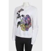 White floral applique sweatshirt