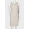 Beige viscose leather inserts dress