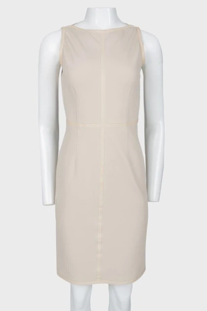 Beige viscose leather inserts dress