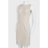 Beige viscose leather inserts dress