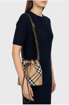 Brown bucket bag with signature print