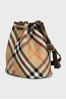 Brown bucket bag with signature print