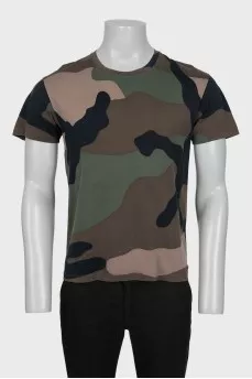 Men's straight-cut military print T-shirt