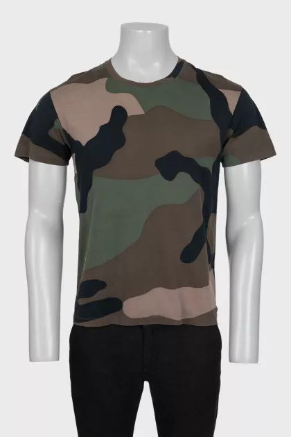 Men's straight-cut military print T-shirt