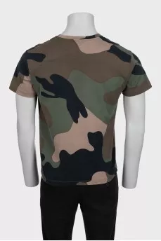 Men's straight-cut military print T-shirt