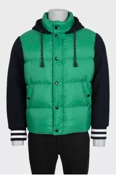Men's green combination down jacket