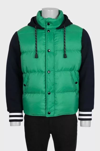Men's green combination down jacket