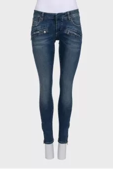 Сині skinny fit джинси на низькій посадці з биркою