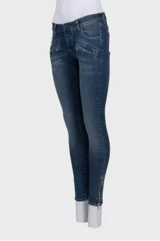 Сині skinny fit джинси на низькій посадці з биркою