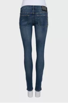 Сині skinny fit джинси на низькій посадці з биркою