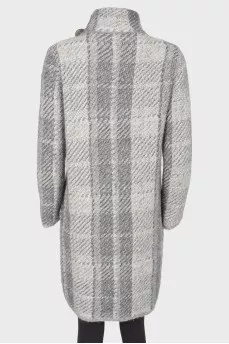 Grey textile leather straps coat