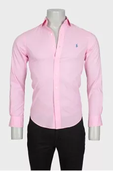 Мужская розовая рубашка slim fit