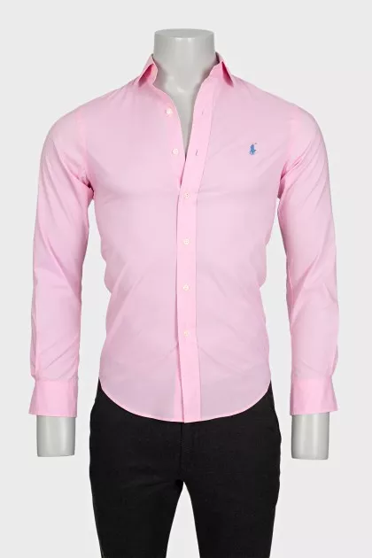 Мужская розовая рубашка slim fit