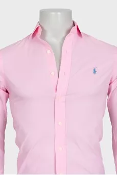 Мужская розовая рубашка slim fit