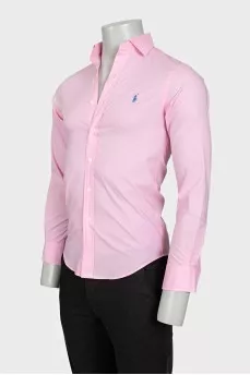 Мужская розовая рубашка slim fit