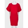 Red dress with short sleeves, zippered side