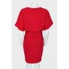Red dress with short sleeves, zippered side