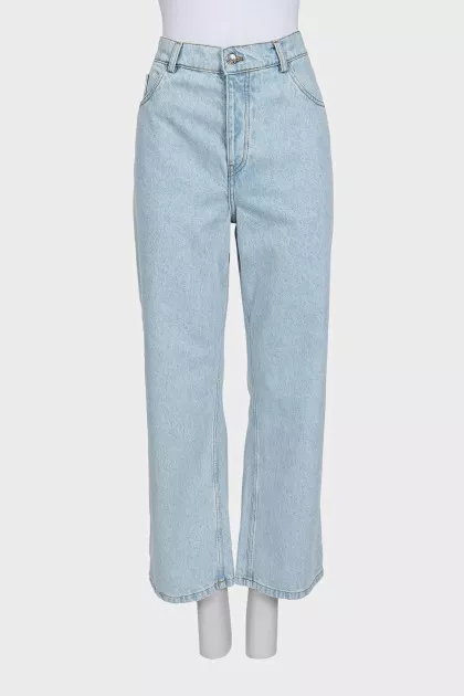 Light blue straight leg jeans with tag