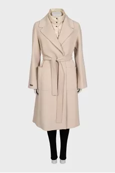 Wool coat with a buttoned vest