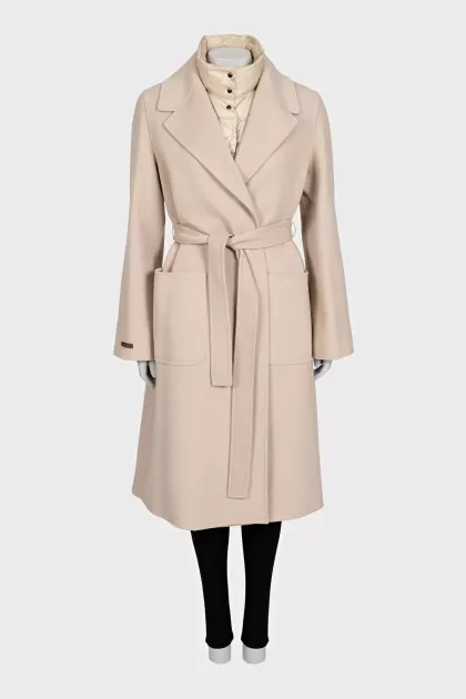 Wool coat with a buttoned vest