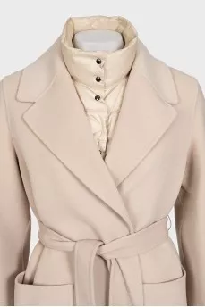 Wool coat with a buttoned vest