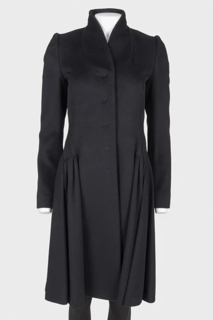 Wool hidden buttons coat