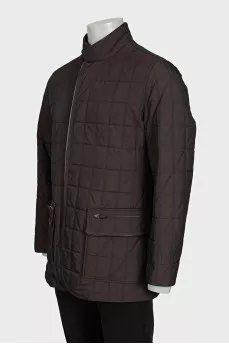 Men's jacket with leather trim