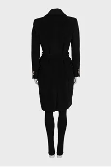 Fitted wool coat with gold buttons