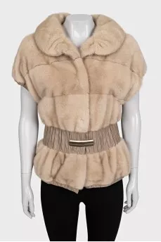 Beige fur vest