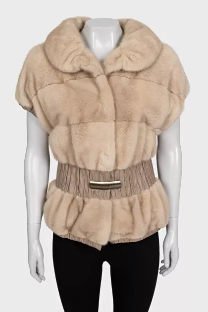 Beige fur vest