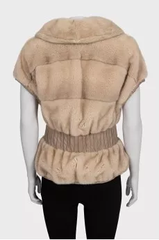 Beige fur vest