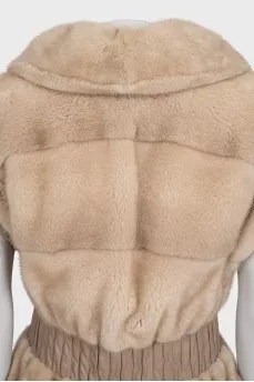 Beige fur vest