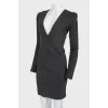 Gray dress with V-neck, zippered back