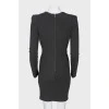 Gray dress with V-neck, zippered back