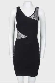 Black dress with lace inserts