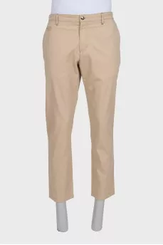 Men's beige slim fit trousers
