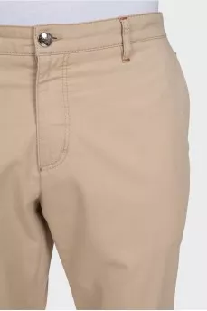 Men's beige slim fit trousers