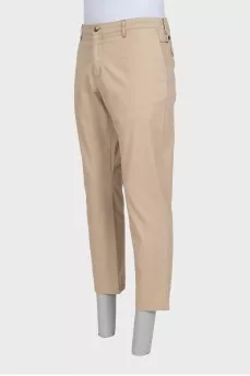 Men's beige slim fit trousers
