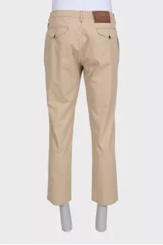 Men's beige slim fit trousers