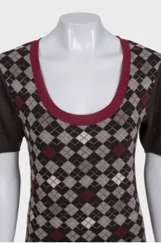 Fitted dress with diamond print