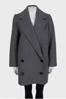 Double-breasted straight-cut coat with pockets