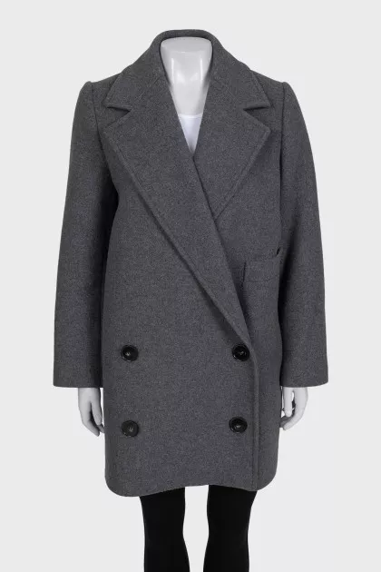 Double-breasted straight-cut coat with pockets