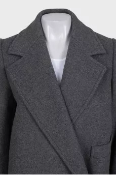 Double-breasted straight-cut coat with pockets