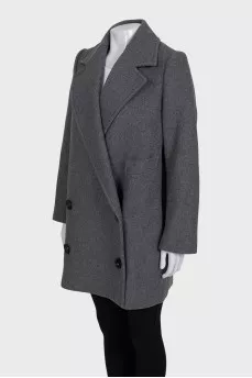 Double-breasted straight-cut coat with pockets