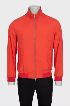 Men's orange zippered windbreaker