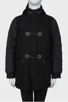 Black children's coat with hood