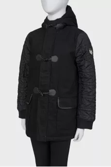 Black children's coat with hood