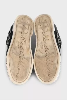 Black leather Portofino sneakers